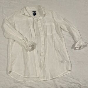 Gap white boyfriend linen top